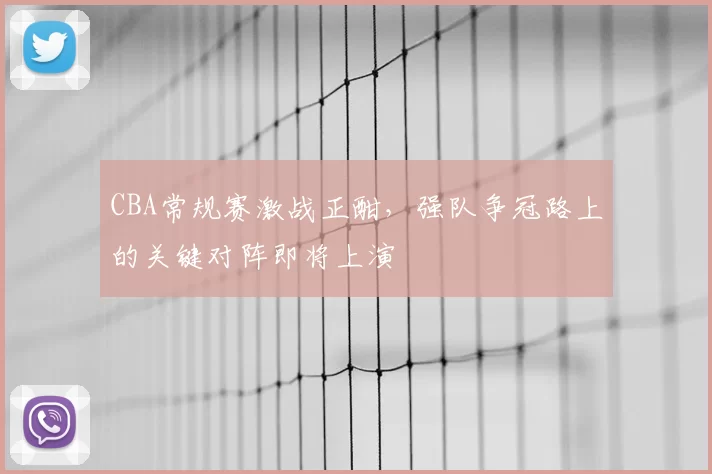 CBA常规赛激战正酣，强队争冠路上的关键对阵即将上演